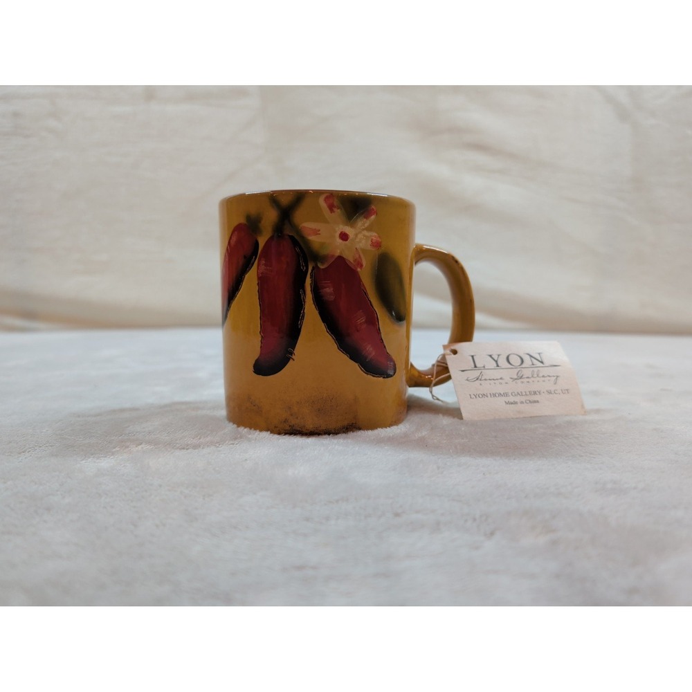 Lyon‎ Home Gallery Red Chili Pepper Ceramic Coffee Mug Mustard Yw Southwestern